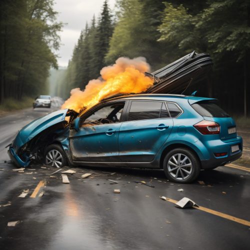 blue-car-with-door-open-is-being-blown-out-by-fire